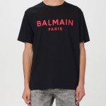 BALMAIN Paris Logo Print T-Shirt (Black/Red)