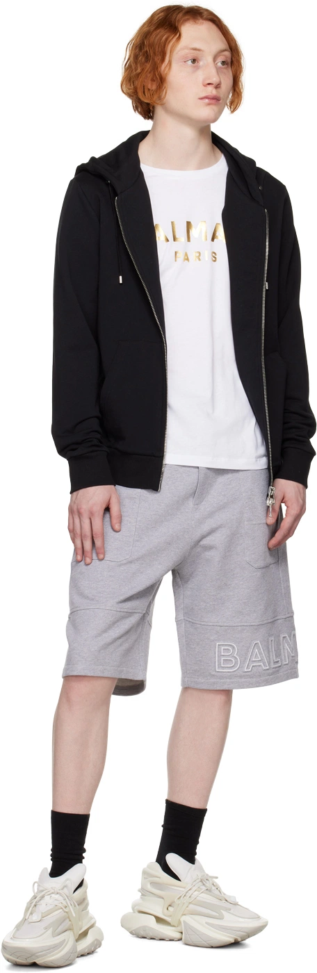 BALMAIN Paris Metallic Logo Unisex T-Shirt - الصورة 2